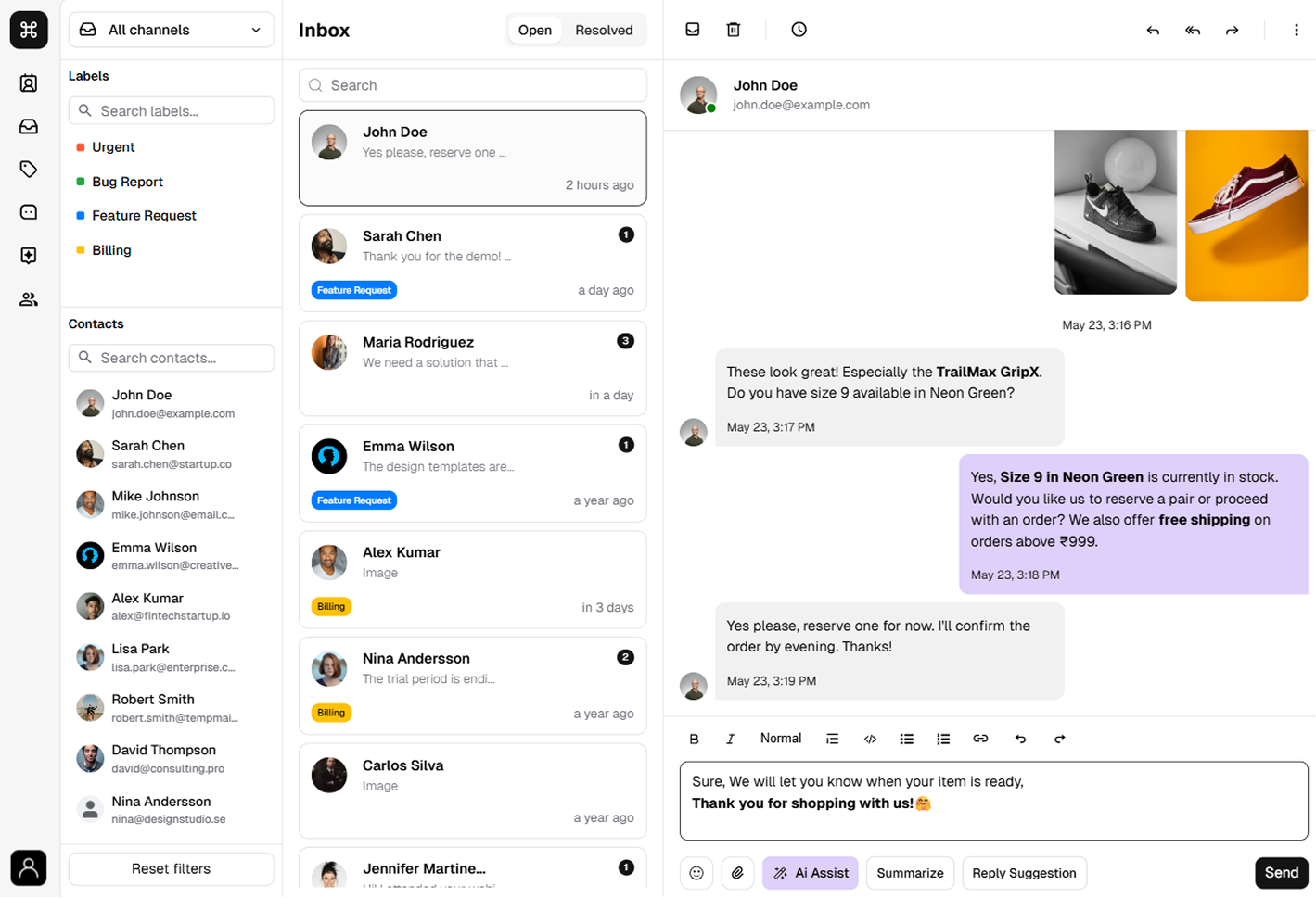 Botsync AI conversation dashboard