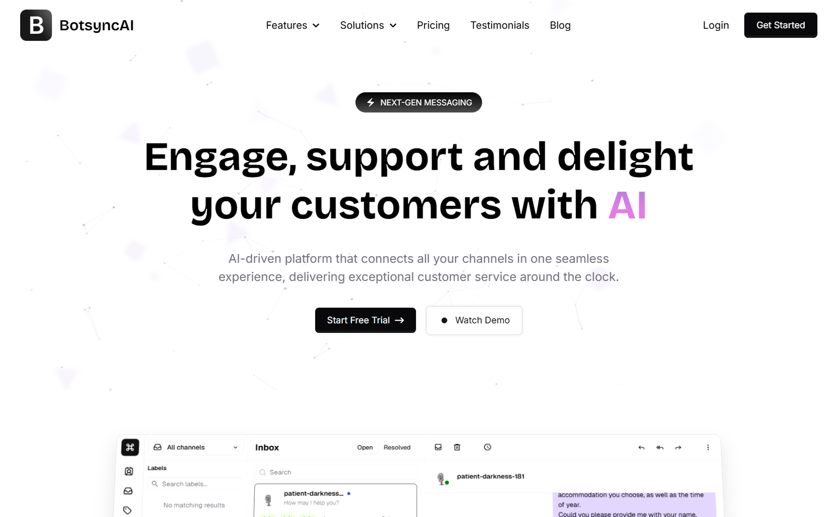 Botsync AI landing page