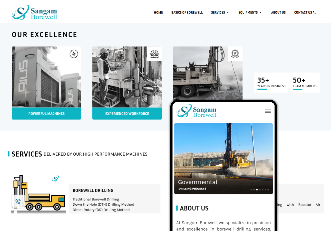 Sangam Borewell service website