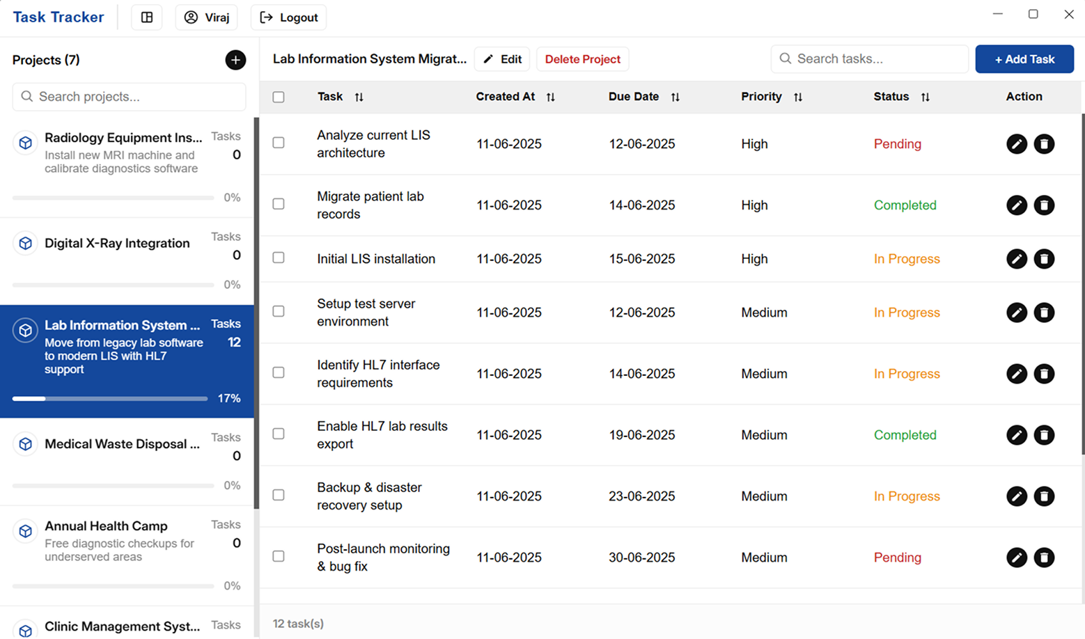 Task Tracker desktop project board